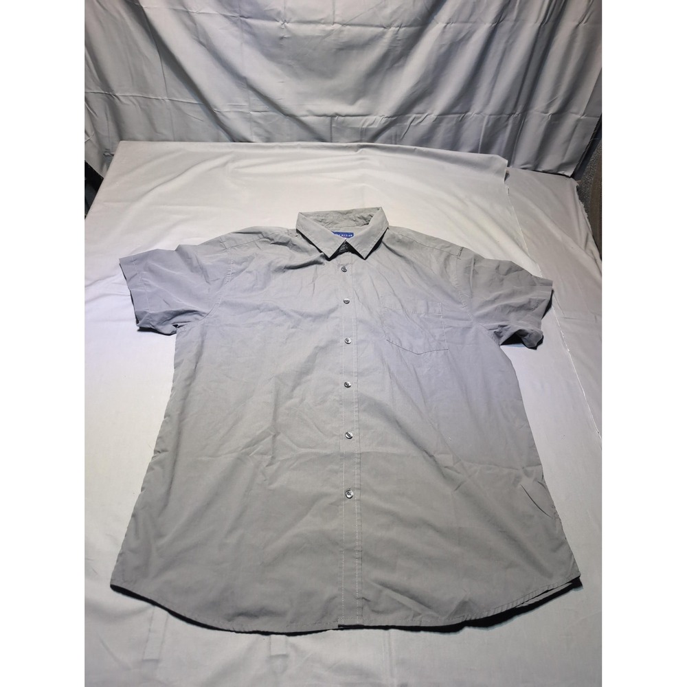 Simply‎ Styled Shirt Mens 2XL Gray Short Sleeve Button Down Casual Pocket Summer